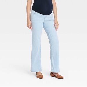 NWT Isabela Maternity Women's  Over Belly High Rise Light Blue Flared Jeans